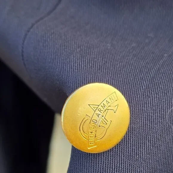 Giorgio Armani le collezioni oversized double breasted blazer gold buttons